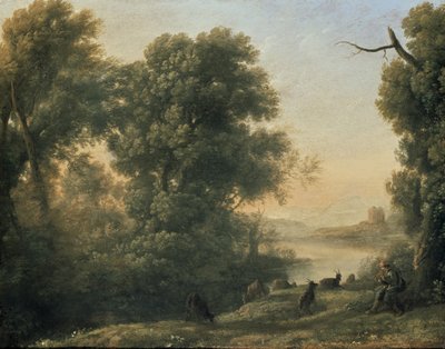 Paysage fluvial avec chevrier jouant de la flûte, 17ème siècle - Claude Lorrain